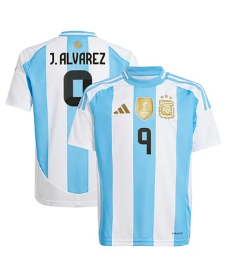 Adidas Big Boys and Girls Julian Alvarez White Argentina National Team 2024 Home Replica Jersey