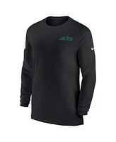 Nike Men's Black New York Jets Sideline Coach Uv Performance Long Sleeve T-Shirt