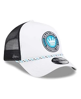 New Era Men's White/Black Charlotte Fc Court Sport Foam A-Frame 9FORTY Adjustable Trucker Hat