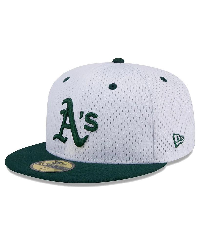 New Era Men's White Oakland Athletics Throwback Mesh 59FIFTY Fitted Hat