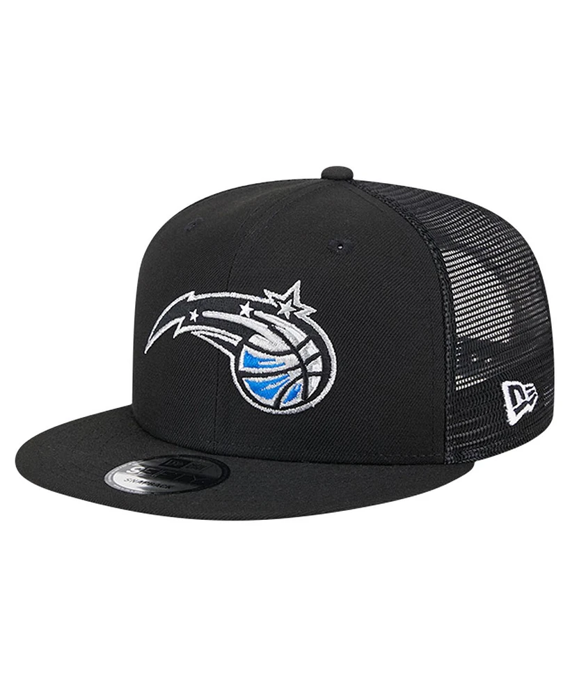 New Era Men's Black Orlando Magic Evergreen Meshback 9FIFTY Snapback Hat