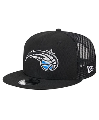 New Era Men's Black Orlando Magic Evergreen Meshback 9FIFTY Snapback Hat