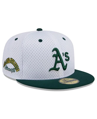 New Era Men's White Oakland Athletics Throwback Mesh 59FIFTY Fitted Hat