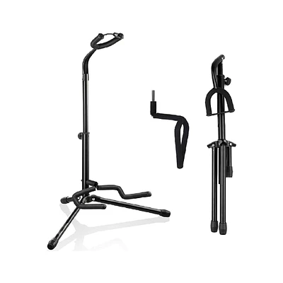 5 Core Guitar Stand Floor Adjustable Heavy Duty Tripod Acoustic Electric Bass Cello Upright Folding Stands w Neck Holder For On Stage Studio