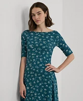 Lauren Ralph Women's Floral Stretch Cotton Midi Dress