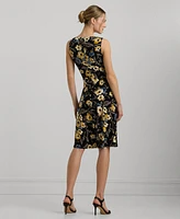 Lauren Ralph Lauren Women's Floral Surplice Jersey Sleeveless Dress