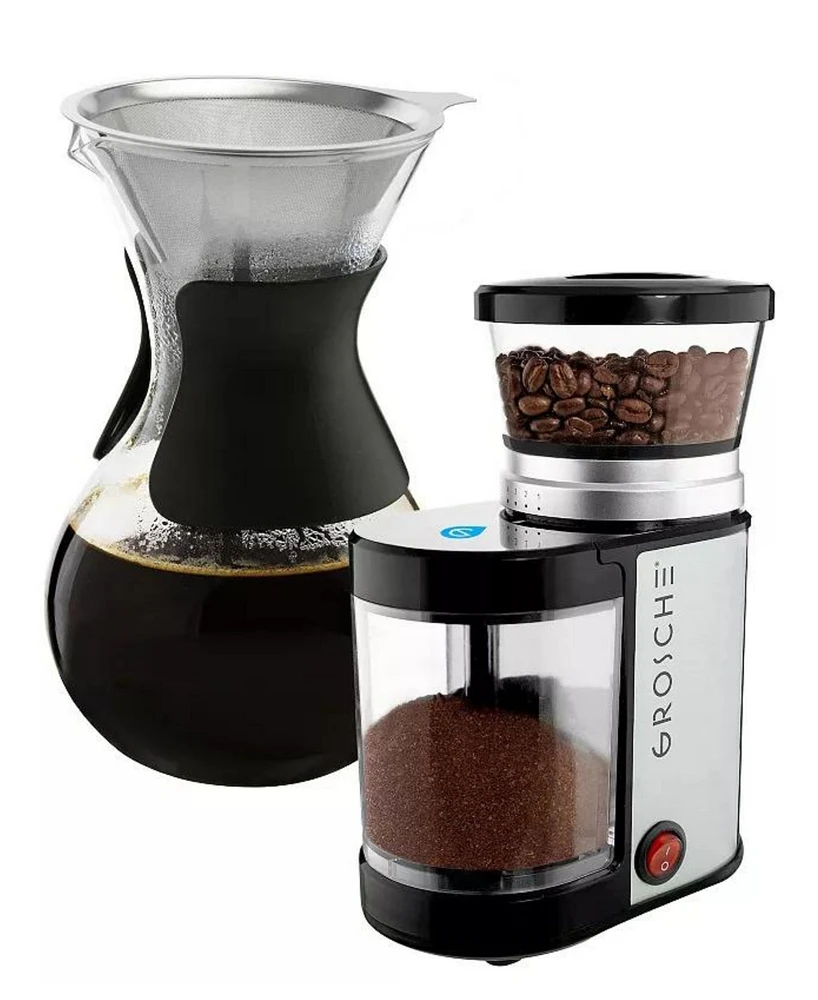 Grosche Brew Mastery Combo: Bremen Burr Grinder Austin G6 Pour Over Coffee Maker