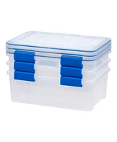 Iris 3 Pack Quart WeatherPro Plastic Storage Box Durable Lid and Seal and Secure Latching Buckles