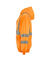 RefrigiWear Men's HiVis Hooded Sweatshirt - High-Visibility, Insulated Work Hoodie, Reflective, Warm, Durable, Cold-Weather Safety Gear