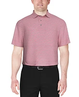 Pga Tour Men's Textured Short Sleeve Stretch Performance Geo Print Polo Shirt