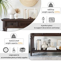 Classic Retro Style Console Table With Three Top Drawers And Open Style Bottom Shelf