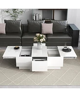 Streamdale Furniture White Multi-Storage Coffee Table, 39.3"x21.6"