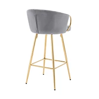 26 Inch Set Of 2 Bar Stools, With Chrome Footrest And Base Velvet + Leg Simple Barstool