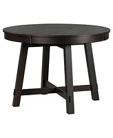 Streamdale Furniture Farmhouse Round Extendable Dining Table With 16 Leaf Wood Kitchen Table