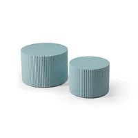 Mdf Nesting Table Set Of 2, Handcraft Round Coffee Table For Living Room/Leisure Area