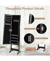 Sugift Mirrored Standing Jewelry Cabinet Storage Box