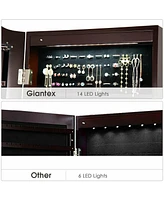 Sugift 14 Led Jewelry Armoire Cabinet with Full Length Mirror and 4 Tilting Angles