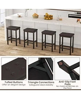 Set of 2 Rubber Wood Bar Stools 24" Counter Height Stool with Padded Seat