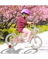 Gymax 16'' Kids Bicycle Children's Training Bicycle w/ Removable Training Wheels & Basket Pink