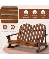 2 Person Kid Adirondack Rocking Chair Outdoor Backrest Armrest Solid Wood