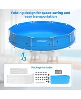 Costway Round Above Ground Swimming Pool Patio Frame W/ Cover Iron