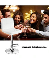 Set of 2 Adjustable Bar Stools Pu Leather Swivel Kitchen Counter Pub Chair