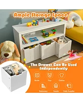 Costway Kid Toy Storage Cabinet 3 Drawer Chest w/Wheels Large Storage Cube Shelf