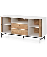 Costway Buffet Sideboard Versatile Tv Stand with Sliding Tambour Doors & 2 Storage Drawers