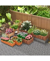 Costway Raised Garden Bed Wood Rectangular Planter Box with 2 Drainage Holes