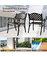 Pcs Cast Aluminum Patio Chairs Set of All Weather Outdoor Dining Chairs with Armrests