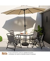 34 Inch Outdoor Dining Table Square Tempered Glass Table with 1.5" Umbrella Hole