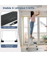 Costway 2 Step Ladder Folding Step Stool 330lbs Capacity with Anti-Slip Pedal & Handle