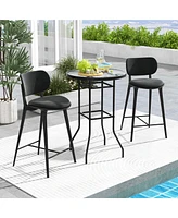 38'' Patio Round Counter Height Bar Table withTempered Glass Tabletop Poolside