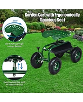 Costway Garden Cart Rolling Work Seat w/ Tool Tray Basket