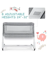 Baby Side Bassinet Bedside Sleeper Washable Mattress Height Adjustable