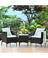 Costway Outdoor 3 Pcs Pe Rattan Wicker Furniture Sets