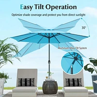 Costway 10FT Patio Umbrella Sunshade Market Steel Tilt W/ Crank Outdoor Yard Garden