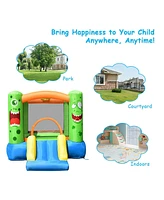 Costway Inflatable Bounce House Jumper Castle Kids Playhouse w/ Basketball Hoop & Slide