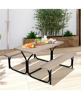 Gymax Picnic Table Camping Bench Set Backyard Garden Patio Dining Party