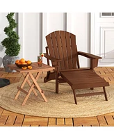 Gymax 2 Pieces Indonesia Teak Wood Folding End Table Square Side Table w/ Slatted Tabletop Yard Natural