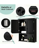 Costway Wall Mount Bathroom Cabinet Wooden Medicine Storage Organizer