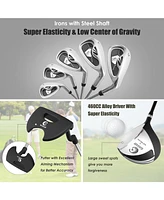 Costway Men's Complete Golf Clubs Package Set 10 Pieces Includes Alloy Driver