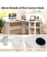 Costway L-shaped Corner Computer Desk Home Office Writing Workstation with Storage Shelves