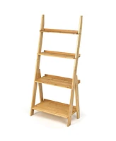 Costway 4 Tiers Bamboo Ladder Shelf Bookcase Storage Organizer Plant Flower Stand