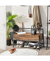 Industrial Shoe Bench Rack Organizer withPremium Gas Lift & Hidden Storage Box