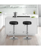Set of 2 Round Bar Stool Adjustable Swivel Pub Chair