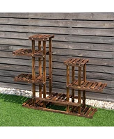 Costway 6Tier 13 Pots Wooden Plant Flower Display Stand Wood Shelf