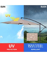 10' Hanging Umbrella Patio Sun Shade Offset Outdoor Market W/t Cross Base