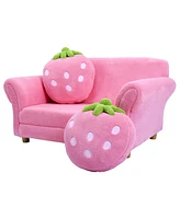 Costway Kids Sofa Strawberry Armrest Chair Lounge Couch Children