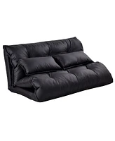 Costway Pu Leather Foldable Modern Leisure Floor Sofa Bed Video Gaming